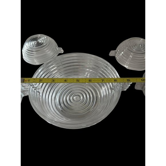 Vintage 1938-43 discontinued Anchor Hocking clear Manhattan 5 pc berry bowl set - Picture 7 of 9